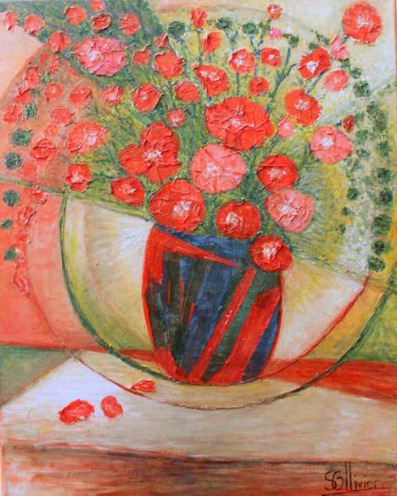 Painting titled "bouquet.jpg" by Sylvie Ollivier, Original Artwork, Oil