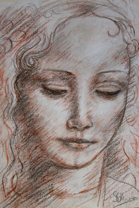 Drawing titled "Etude-leonard-de-vi…" by Sylvie Ollivier, Original Artwork, Pencil