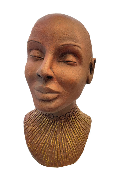 Скульптура под названием "Vera Rosa" - Sylvie Mathiswan, Подлинное произведение искусства, Терракота