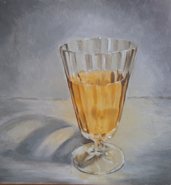 Peinture intitulée "verre N°1" par Sylvie Mespoulhé, Œuvre d'art originale, Huile Monté sur Châssis en bois