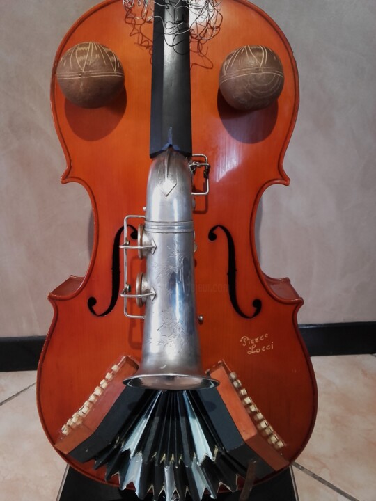 Sculpture intitulée "TETE DE LA MUSIQUE…" par Pierre Locci, Œuvre d'art originale, Bois