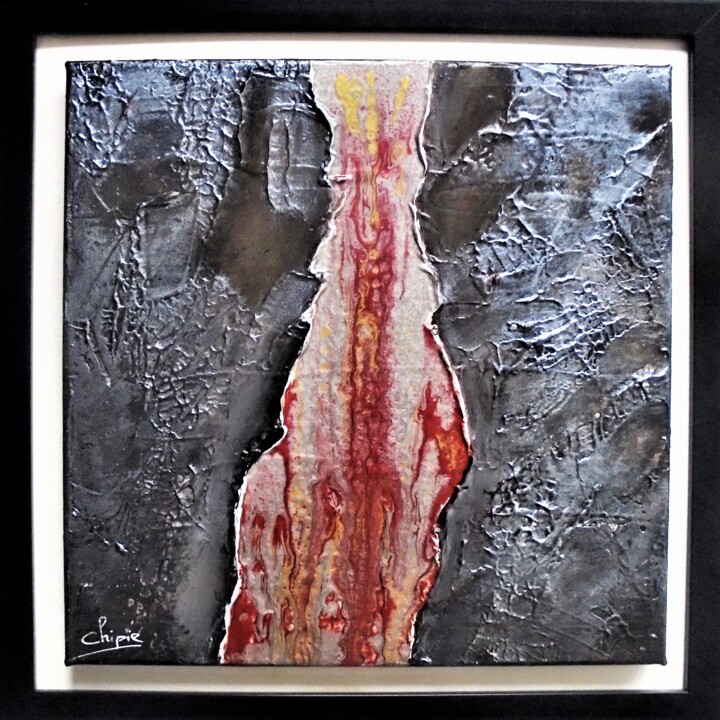 Painting titled "coulée" by Sylvie Pinon, Original Artwork, Acrylic Mounted on Wood Stretcher frame