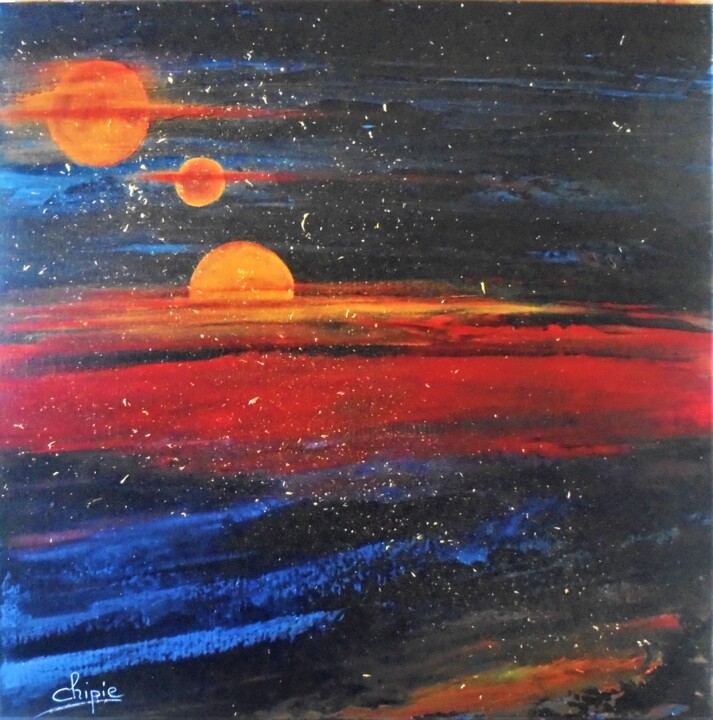 Painting titled "atmosphère sidérale" by Sylvie Pinon, Original Artwork, Acrylic Mounted on Wood Stretcher frame