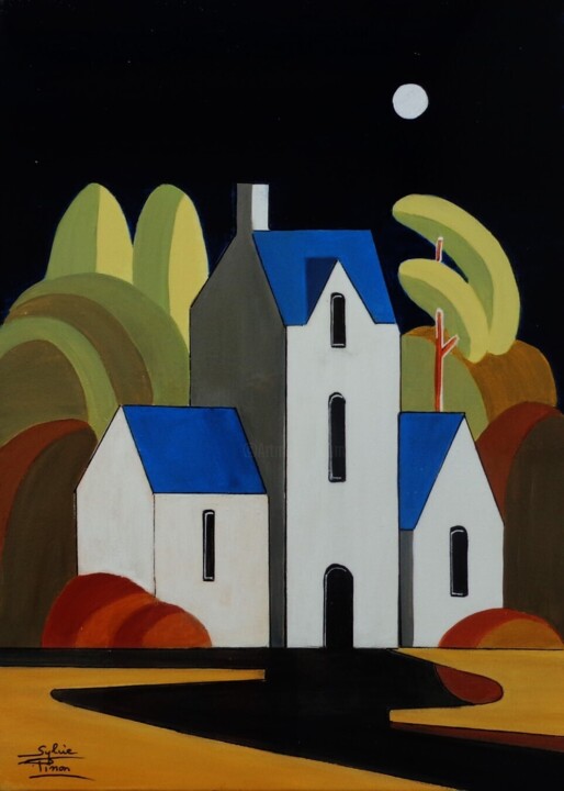 Peinture intitulée "pleine lune 05 2024" par Sylvie Pinon, Œuvre d'art originale, Acrylique Monté sur Châssis en bois