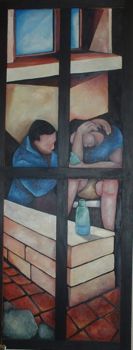 Peinture intitulée "la compassion" par Sylvie Preudhomme, Œuvre d'art originale