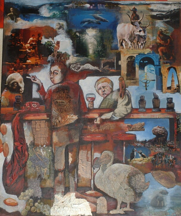Peinture intitulée "le bar des dodos" par Sylvie Preudhomme, Œuvre d'art originale