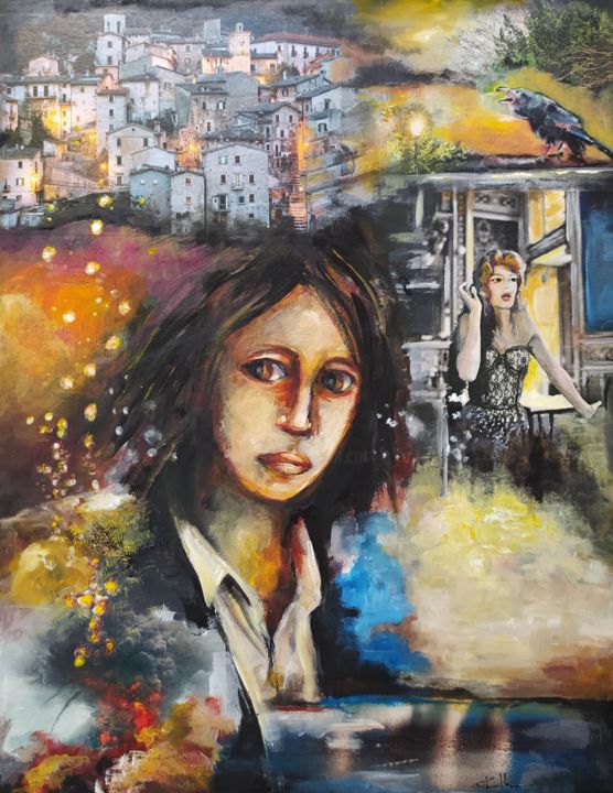 Peinture intitulée "Songe d'une ville" par Sylvie Preud'Homme, Œuvre d'art originale, Acrylique
