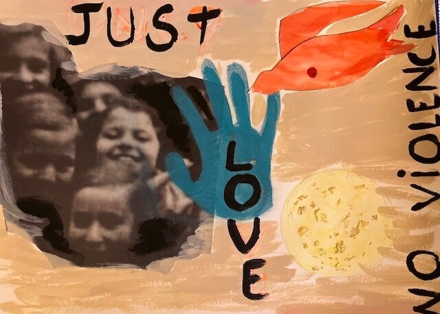 Collages getiteld "LOVE CHILD" door Sylvie Rivalta Galtier, Origineel Kunstwerk, Inkt
