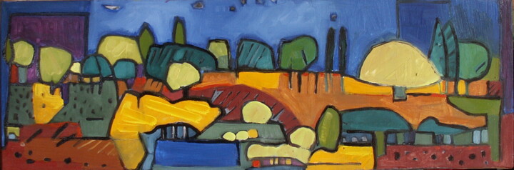 Painting titled "Landschaft" by Sylvie Serre, Original Artwork, Oil