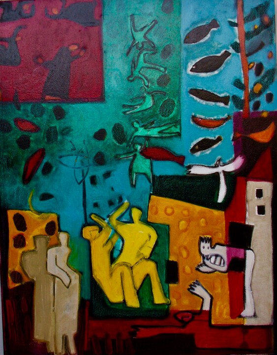 Peinture intitulée "Que fer?" par Sylvie Serre, Œuvre d'art originale, Huile
