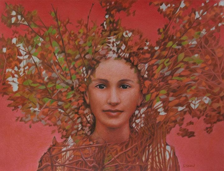 Disegno intitolato "La forêt" da Sylvie Talon, Opera d'arte originale, Matita