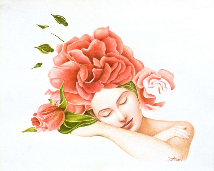 Disegno intitolato "Rosedort" da Sylvie Talon, Opera d'arte originale, Matita