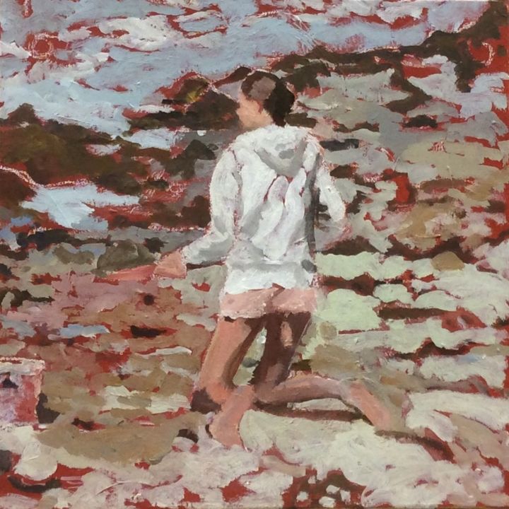 Pittura intitolato "Plage vibrante" da Sylvie Veisseire, Opera d'arte originale, Acrilico