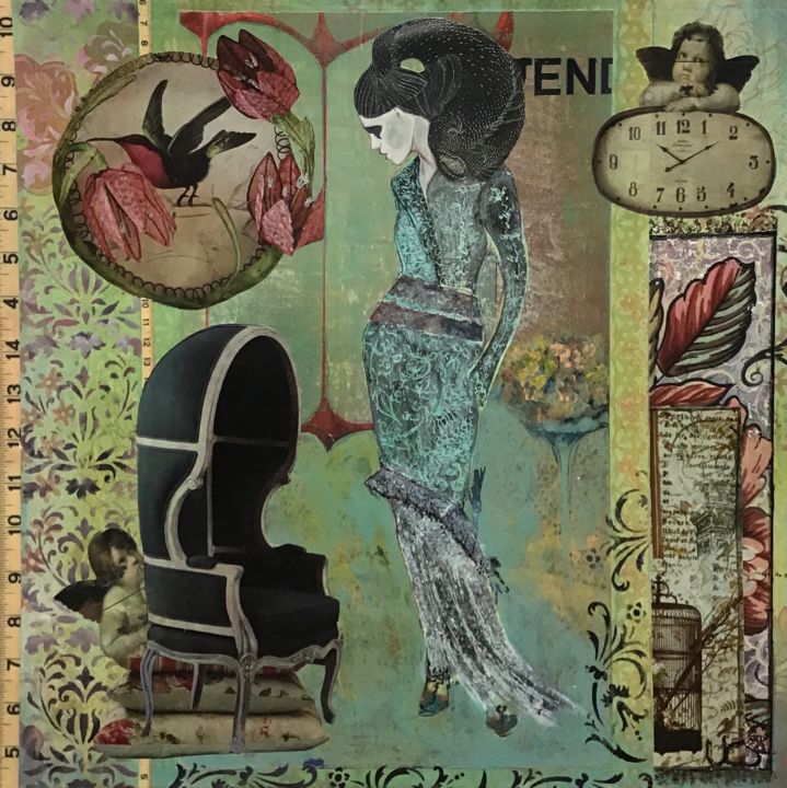 Картина под названием "Pause intérieure" - Lili Ks, Подлинное произведение искусства, Акрил Установлен на картон