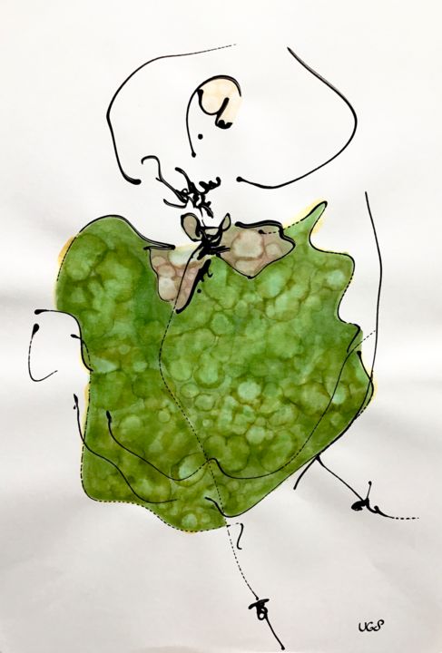 제목이 "Green ballet"인 그림 Lili Ks로, 원작, 잉크