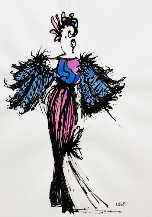 제목이 "Mademoiselle Koko 1"인 그림 Lili Ks로, 원작, 잉크