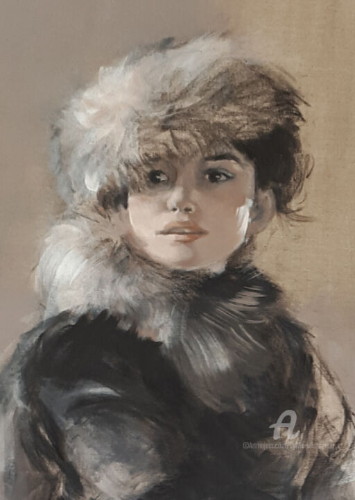 Painting titled "Anna Karenine (déta…" by Sylvie Vernageau, Original Artwork, Oil