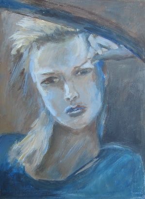 Painting titled "lady blue" by Sylvie Beuzen, Original Artwork