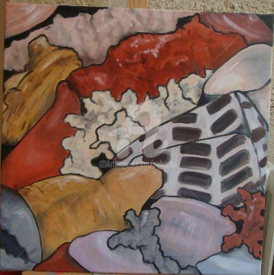 Peinture intitulée "un tas de coquillag…" par Sbx, Œuvre d'art originale