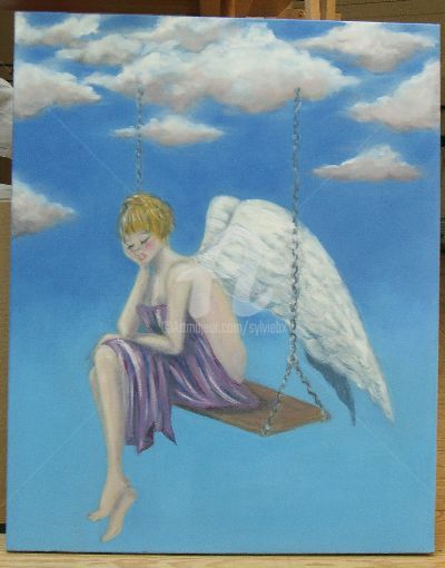 Peinture intitulée "un ange sur une bal…" par Sbx, Œuvre d'art originale
