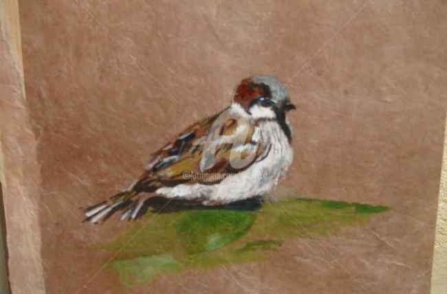 Pintura titulada "un petit oiseau" por Sbx, Obra de arte original
