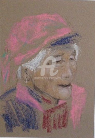 Peinture intitulée "vieille femme 3" par Sbx, Œuvre d'art originale