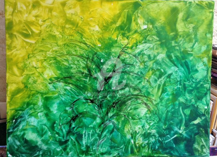 Peinture intitulée "Cire verte" par Sbx, Œuvre d'art originale
