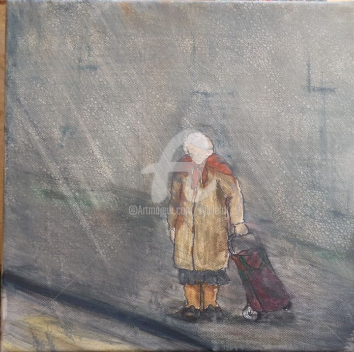 Painting titled "Les courses" by Sbx, Original Artwork