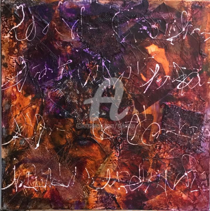 Картина под названием "Fard violet" - Sbx, Подлинное произведение искусства