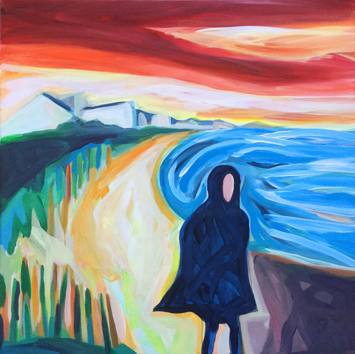Картина под названием "L'ORAGE 2" - Sylvie Galard, Подлинное произведение искусства, Акрил