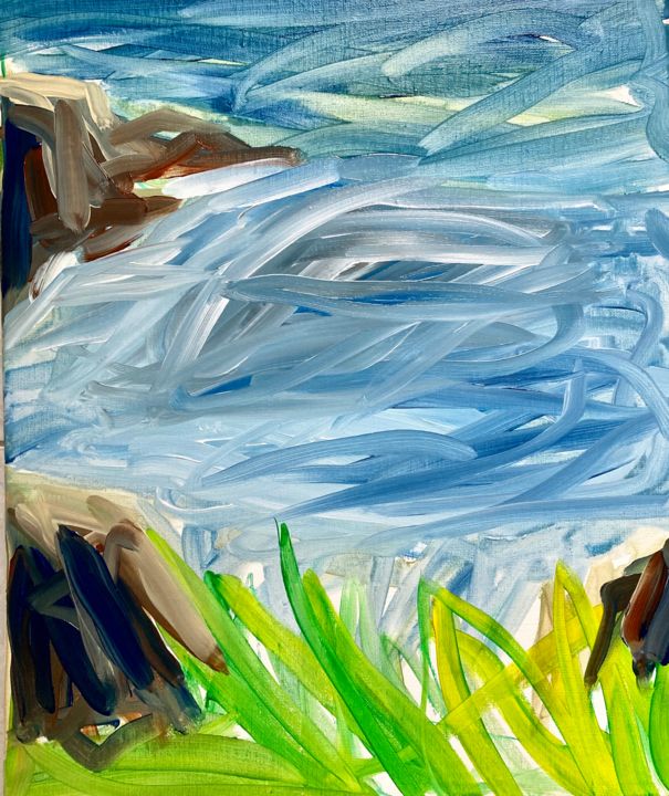 Peinture intitulée "BLEU OCEAN" par Sylvie Galard, Œuvre d'art originale, Acrylique