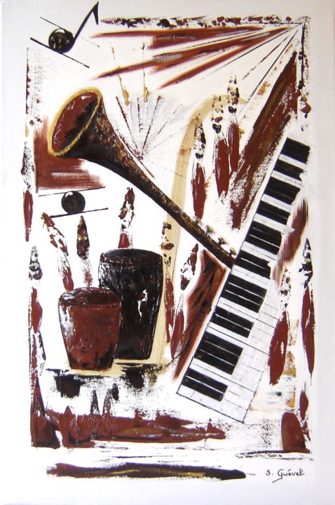 Peinture intitulée "Musique..." par Sylvie Guével, Œuvre d'art originale