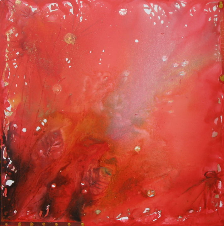 Peinture intitulée "Automne rouge" par Sylvie Guével, Œuvre d'art originale, Pigments