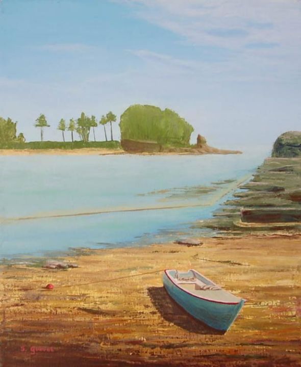 Painting titled "Barque à Bréhat" by Sylvie Guével, Original Artwork