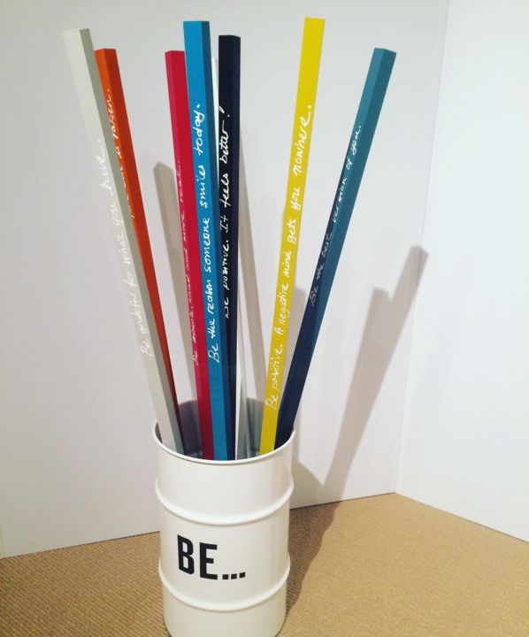 "BE... positive stic…" başlıklı Design Sylvie Hamou tarafından, Orijinal sanat, Ahşap