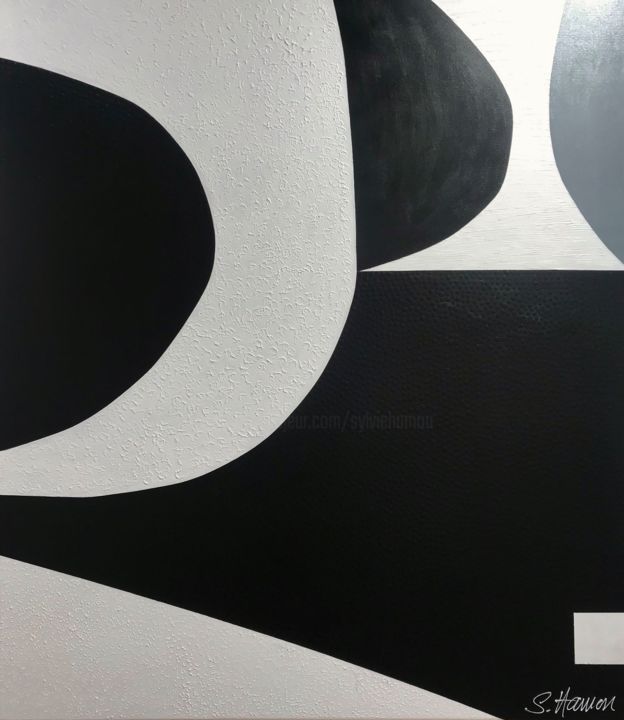 Black And White Abstract Iii Painting By Sylvie Hamou Artmajeur
