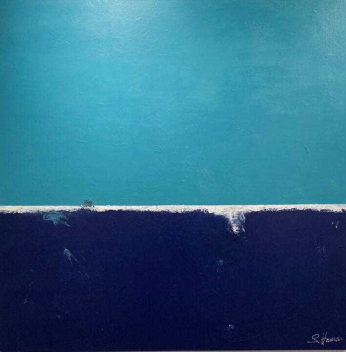Картина под названием "Blue on blue II" - Sylvie Hamou, Подлинное произведение искусства, Акрил