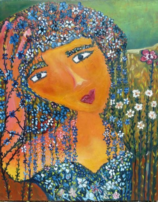 Peinture intitulée "Flore" par Sylviehebrard, Œuvre d'art originale