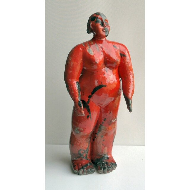 Sculpture titled "ROUGE ELANCEE" by Sylviehebrard, Original Artwork, Ceramics