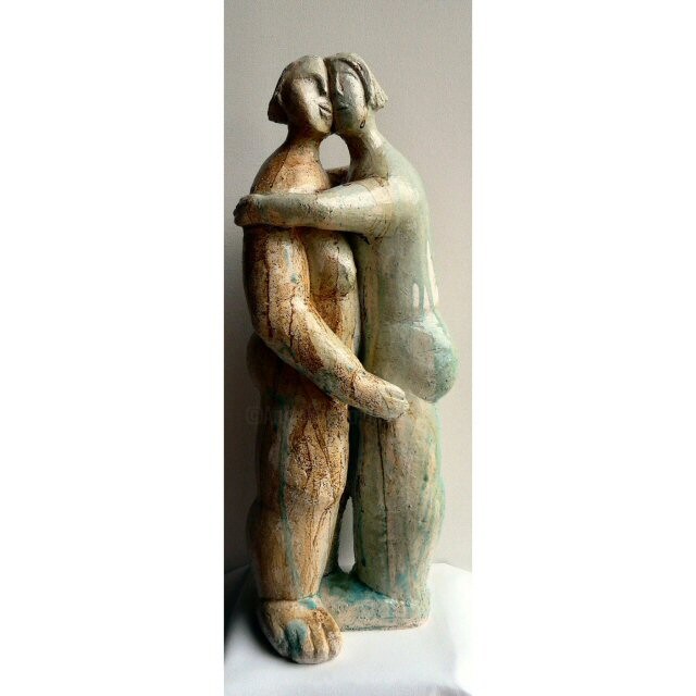 Sculpture titled "Couple d'amoureux" by Sylviehebrard, Original Artwork, Ceramics