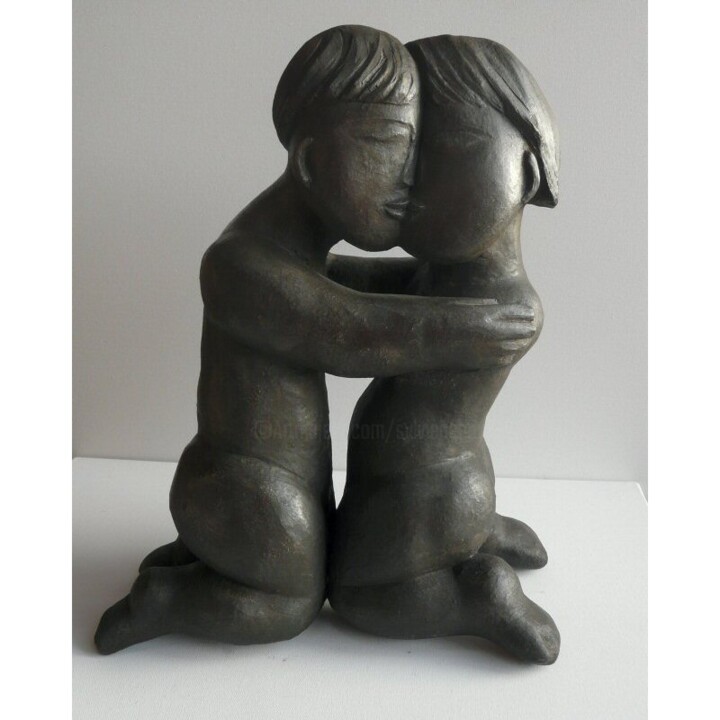 Sculpture intitulée "Tendresse" par Sylviehebrard, Œuvre d'art originale, Céramique