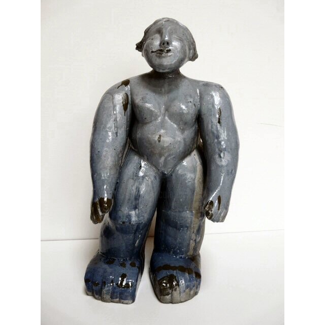 Sculpture titled "DAME BLEUE" by Sylviehebrard, Original Artwork, Ceramics