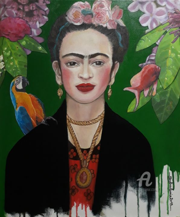 Ζωγραφική με τίτλο "Le rêve de Frida Ka…" από Sylvalavie, Αυθεντικά έργα τέχνης