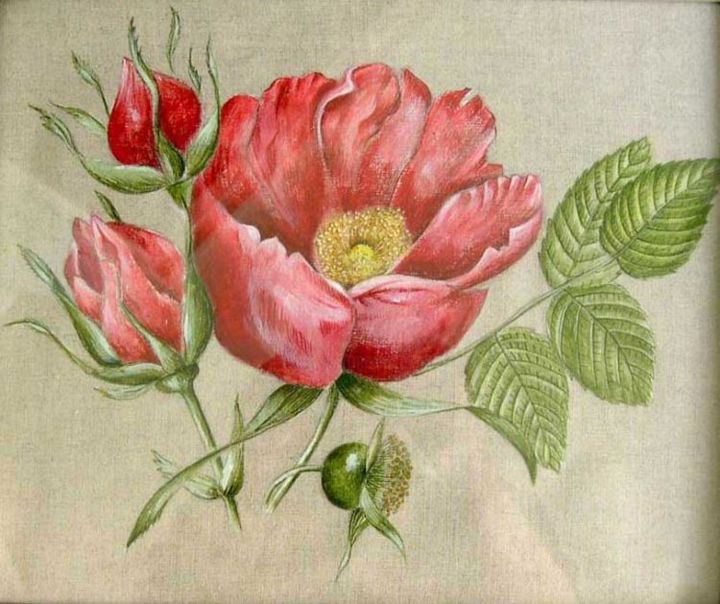 Peinture intitulée "EGLANTINE" par Sylvie Langet Créations, Œuvre d'art originale,