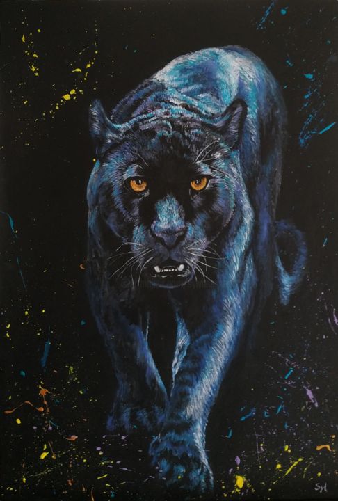 Peinture intitulée "Amazonie" par Sylvie Lescan, Œuvre d'art originale, Acrylique Monté sur Carton