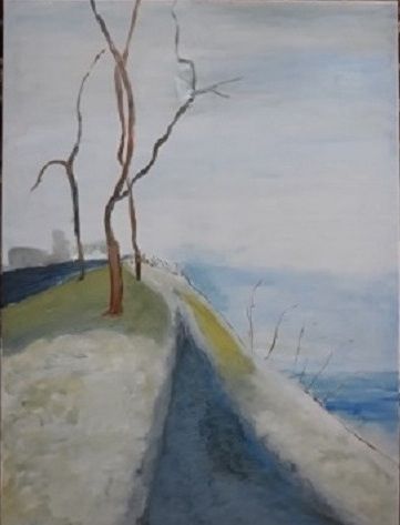 Painting titled "la-neige-sur-les-bo…" by Sylvie Venise, Original Artwork, Oil