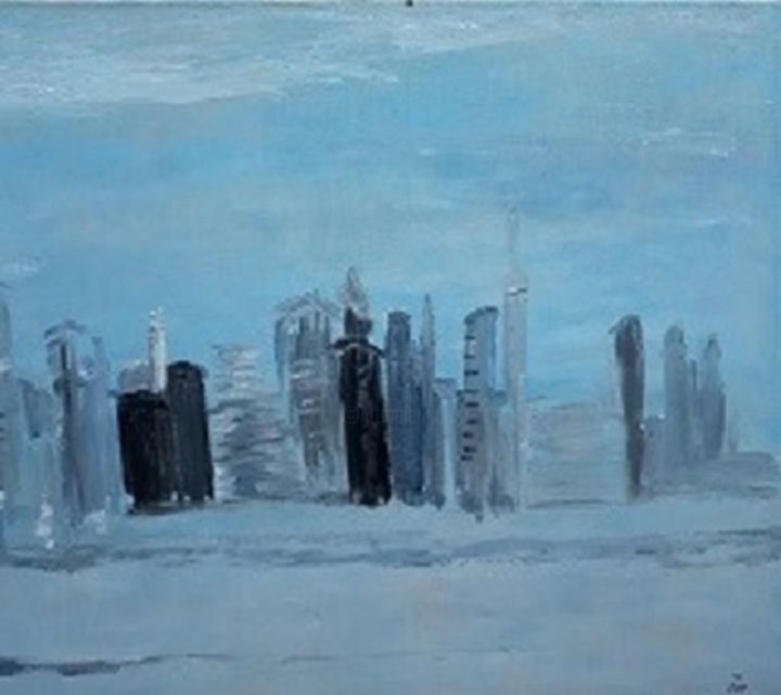 Peinture intitulée "new-york-le-soir.jpg" par Sylvie Venise, Œuvre d'art originale, Huile