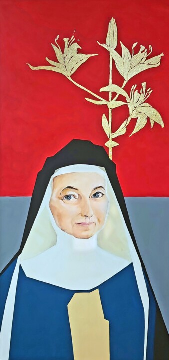 Painting titled "St. Catherine of Si…" by Sylwia Wenska, Original Artwork, Acrylic Mounted on Wood Stretcher frame