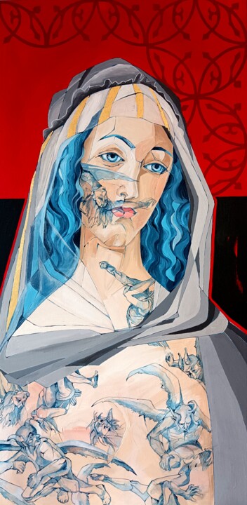 Malarstwo zatytułowany „Maria Salutaris” autorstwa Sylwia Wenska, Oryginalna praca, Akryl Zamontowany na Drewniana rama noszy