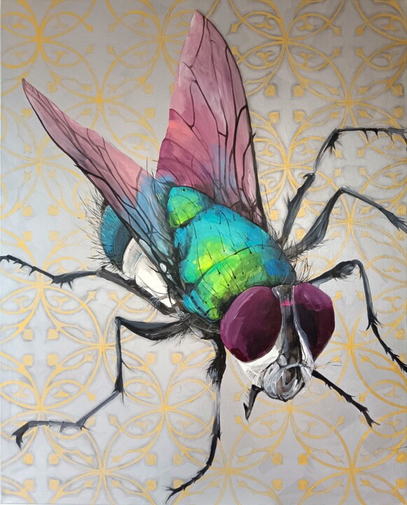 Painting titled "Fly" by Sylwia Wenska, Original Artwork, Acrylic Mounted on Wood Stretcher frame